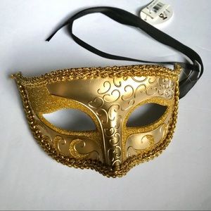 KBW Gold Glitter Masquerade Halloween Mask NEW